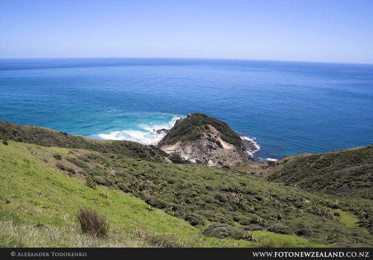 Cape Reinga. Вид справа, Cape Reinga, Новая Зеландия (Cape Reinga, New Zealand)