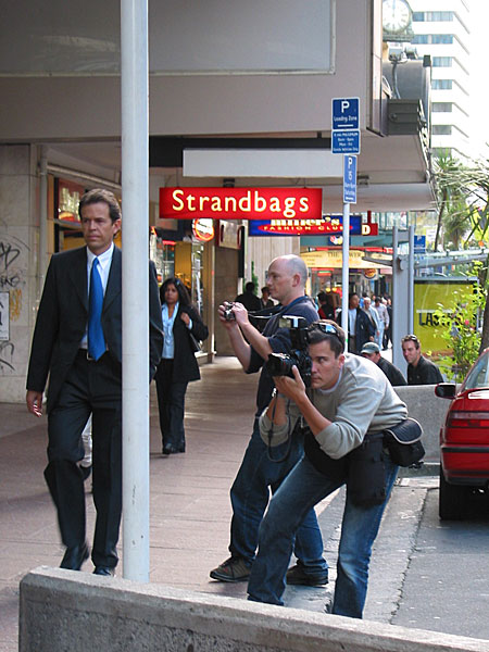 Снимаем репортаж, Queen St, Auckland, New Zealand