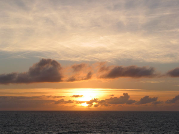 Зимний закат на пляже Muriwai, Muriwai beach, Auckland, New Zealand