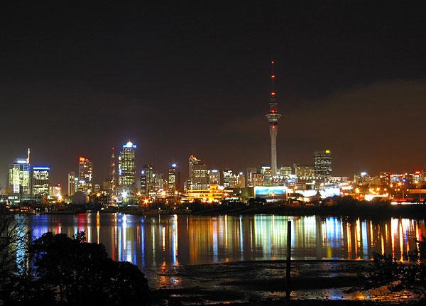 Auckland City at Night, Auckland, New Zealand