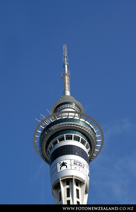Sky Tower. Stand In Black, Auckland, New Zealand
