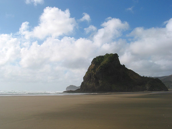 Lion Rock. Пляж Пиха во время отлива, Окленд, Новая Зеландия (Auckland, New Zealand)