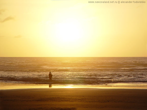 Закат на Karekare, Karekare beach, Окленд, Новая Зеландия (Karekare beach, Auckland, New Zealand)