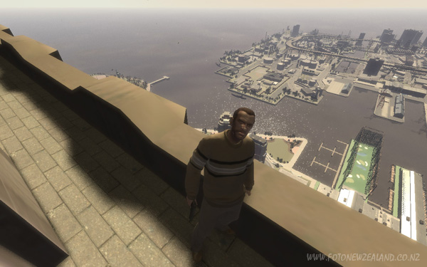 Вид на реку Гудзон с Эмпайр Стейт Билдинг, скриншот GTA4.